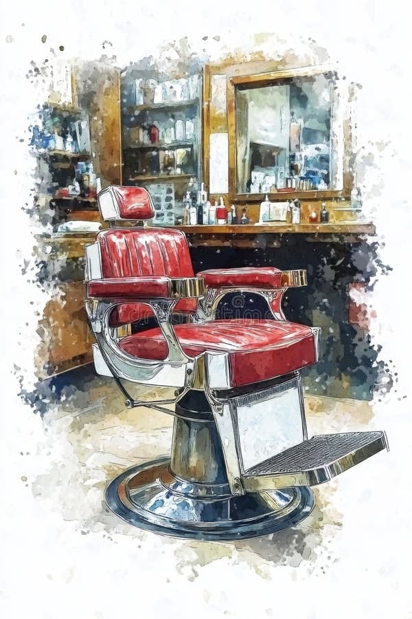 Sillón de barbero clásico con espejos vintage